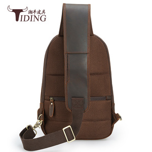 Sac de poitrine en cuir véritable pour hommes, sac à bandoulière marron foncé, sac à bandoulière décontracté en cuir de vache de première qualité, été 2021 - Product Image 2