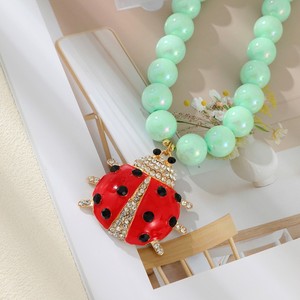 Collar Bohemio Coquette de Moda con Dije de Mariquita de Aleación y CZ, Esmalte y Cuentas de Resina y Cobre, Joyería de Regalo para Niñas - Product Image 2