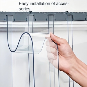 Tirai pintu lembut PVC transparan, untuk empat musim, partisi AC hangat untuk penggunaan komersial rumah tangga, pemotong - Product Image 1