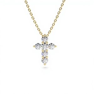Collier pendentif croix en argent sterling 925 plaqué or avec micro-pavé de zircon, bijoux pour femme, cadeau de mariage - Product Image 1