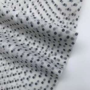 100% poliestere classico a pois Tulle bianco tessuto di pizzo leggero morbido traspirante per le donne - Product Image 3