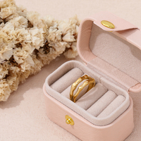 Bagues doubles simples en or 18 carats haut de gamme, bijoux tendance en acier inoxydable plaqué or