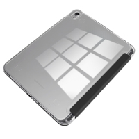 Étui de tablette fin transparent en TPU+PC, anti-jaunissement, avec bords souples, design avec support de stylet intégré, résistant aux chocs, fonction Smart Wake/Sleep, pliable en trois volets