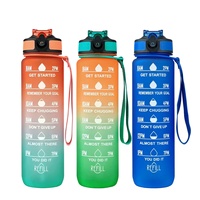 Logo Multicolore 1000ML Capacité Matière Plastique Sports Time Marker Gym Sports Bouteilles D'eau Avec Pailles