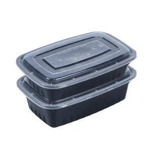 Caja de Almuerzo Desechable, Caja de Embalaje para Llevar, Circular, Rectangular, Negra, Caja de Almuerzo para Frutas, Ensaladas, Recipiente para Conservar Alimentos - Product Image 1