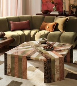 โต๊ะกาแฟหินอ่อนทำจากวัสดุที่พิถีพิถันการออกแบบอย่างสร้างสรรค์ชิ้นส่วนที่จับคู่สีได้ทำใหม่ลวดลายไร้รอยต่อ - Product Image 4