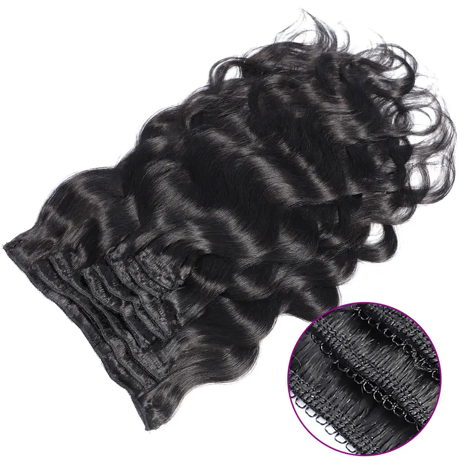 Brazilian Body Wave Clip In Human Hair Extensions 8 Pcs/Set Natural Color Clip Ins Remy Hair 8-30 Inches