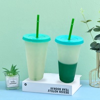 Gobelet magique à café en plastique coloré, sans BPA, personnalisé, 16 24 oz, tasse à changement de couleur d'eau froide réutilisable avec couvercles et pailles