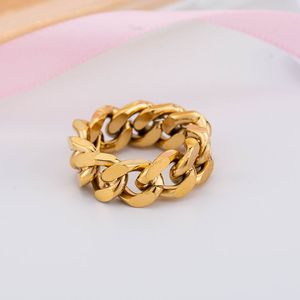 No Tarnish 18k Gold Men <strong>Women</strong> Stainless Steel 8mm Wide Band <strong>Ring</strong> Jewelry Hiphops <strong>Thumb</strong> <strong>Rings</strong> Fashion Cuban Link Chain <strong>Rings</strong> - Product Image 4