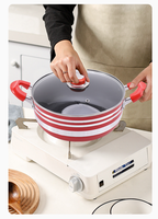 Ensemble de 5 casseroles et poêles en alliage d'aluminium, fond épais, doubles poignées, couvercle en verre, compatible gaz et induction, batterie de cuisine