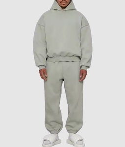 Custom Alta Qualidade Algodão Tricô Homens Hoodies e Suor Jogging Pants Luxo Oversized Sweatsuit Sweatpants Unisex Hoodie Set - Product Image 6