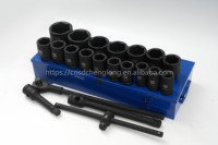 Jeu de clés à douilles professionnelles manuelles pour réparation automobile, kit d'outils avec embout de 1 pouce en acier au chrome-vanadium, étui rigide OEM