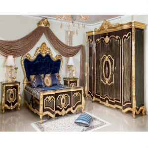 Juego de Muebles de Dormitorio de Diseño Clásico, Cama King Size de Lujo con Mesitas de Noche, Juego de Dormitorio de Madera de Teca de Último Diseño, EE. UU. - Product Image 1