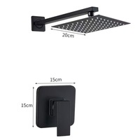 Système de douche mural en laiton avec mitigeur de salle de bain, pomme de douche à effet pluie chromée, kit de robinetterie de douche encastré