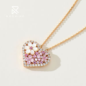 Rochime pembe taş elmas anne-of-inci çiçek kalp kolye kadınlar için 925 gümüş zirkon güzel takı - Product Image 3