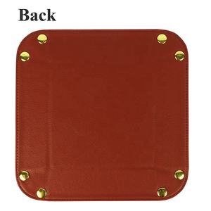 Plateau de service en cuir carré rigide avec porte-clés - Product Image 3