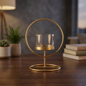 <b>Gold</b> Iron Candle Stand Handmade Metal Candle <b>Holder</b> Decorative <b>Tea</b> <b>Light</b> Ring Stand for Home Wedding Decor - Product Image 2