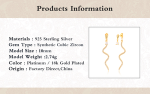 ROXI Deux façons de porter des boucles d'oreilles pendantes en argent sterling S925 avec un motif géométrique en forme de serpent - Product Image 6