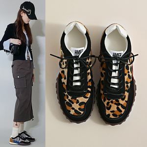 Leopard &amp; Zebra Print <strong>Chunky</strong> Sneakers Women Lace-Up Retro Trainer Thick Sole Anti-Slip Casual Street Fashion <strong>Shoes</strong> EU35-40 - Product Image 3