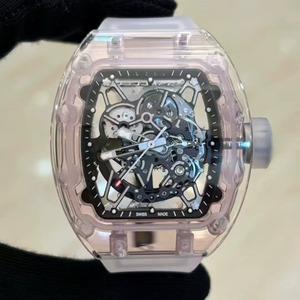 Montre sportive mécanique automatique haut de gamme pour femme, luxueuse et élégante, entièrement transparente, avec cristaux de saphir roses - Product Image 5
