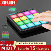 Controlador MIDI Inalámbrico JAMJUM, 16 Pads RGB, 3 Botones Personalizables, Compacto y Portátil
