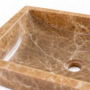 Poulars - Lavabo de Pedestal de Piedra Natural de Lujo para Montar en la Pared, Lavabo de Mármol Oscuro Emperador - Product Image 4