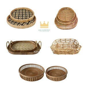 Wholesale Price Rectangular Woven Serving Trays <b>Garden</b> <b>Planter</b> Baskets Standing Feet <b>Tall</b> Handle Eco-Friendly - Product Image 2