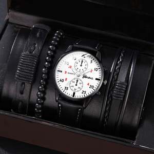 High-End Men's Quartz Wristwatch Fashionable Versatile Business Bracelet <b>Clock</b> Set Business Gift - Product Image 2