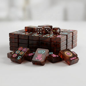 Jeu de Mahjong Américain Moderne en Acrylique Effet Écaille de Tortue, 166 Tuiles, Portable, Luxe, en Résine Marbrée pour Fêtes de Famille - Product Image 1