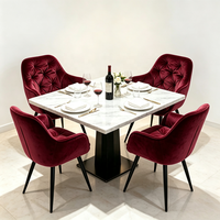 Chaise de salle à manger capitonnée de luxe en velours avec pieds en métal pour la maison, le restaurant, l'hôtel