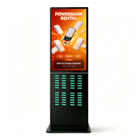 Borne de recharge partagée moderne et compacte avec affichage numérique, kiosque publicitaire LCD commercial sur pied