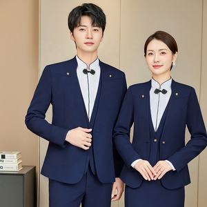 Uniforme Profesional <span class=keywords><strong>de</strong></span> <span class=keywords><strong>Trabajo</strong></span> para Hostelería, Recepción <span class=keywords><strong>de</strong></span> Hotel, Restaurante, <span class=keywords><strong>Camarero</strong></span>, Otoño-Invierno, Unisex, Poliéster/Algodón Peinado - Product Image 2