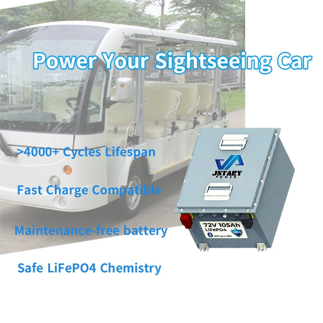 72 Volt Golf Cart Lithium Battery 72V 105Ah LiFePO4 Battery Pack 6000+ Cycles Deep Cycle for Electric Sightseeing Car