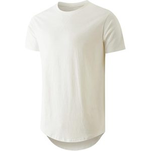 T-shirt long pour homme à manches courtes 100 % coton col rond respirant en jersey uni tendance - Product Image 2