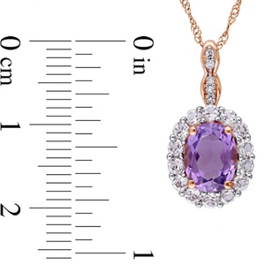 Elegant New Design Jewelry Unique Wholesale Oval <b>Amethyst</b> Halo CZ Accent Frame <b>Pendant</b> Elegant S925 Rose Gold Plated Necklace - Product Image 4