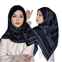 Foulard instantané en mousseline à carreaux imprimé sérigraphié avec lien arrière, Hijab respirant, Prêt-à-porter pour adultes, Quatre saisons