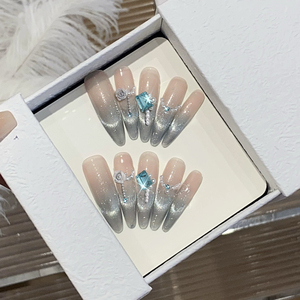 10 <span class=keywords><strong>Uñas</strong></span> <span class=keywords><strong>Postizas</strong></span> <span class=keywords><strong>de</strong></span> Sirena con Degradado 3D, Flores Blancas y Diamantes <span class=keywords><strong>de</strong></span> Imitación, <span class=keywords><strong>Uñas</strong></span> <span class=keywords><strong>Postizas</strong></span> Largas en Forma <span class=keywords><strong>de</strong></span> Almendra, <span class=keywords><strong>Uñas</strong></span> <span class=keywords><strong>Postizas</strong></span> con Brillo Plateado y Efecto Ojo <span class=keywords><strong>de</strong></span> Gato - Product Image 3