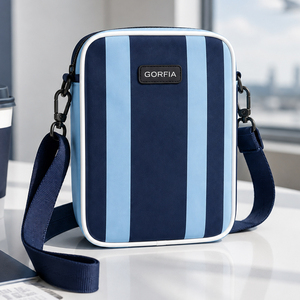 Sac bandoulière vertical personnalisé en cuir PU rayé pour hommes, vente en gros OEM/ODM, faible MOQ, sacs à main avec conception gratuite - Product Image 1