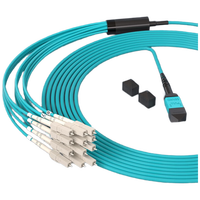 Harness MTP 1m (3ft), MTP-8 UPC (Female) ke 4 X LC UPC Duplex, 8 Serat, Multimode (OM4), Plenum (OFNP), 0.35dB Maks, Tipe B