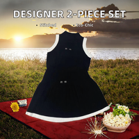 Ensemble 2 pièces de marque de créateur pour femmes débardeur noir et jupe plissée tricotée vente en gros de vêtements de mode courts