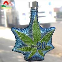 Bouteille en verre bleu en forme unique de 250 ml pour sirop d'érable au design personnalisé