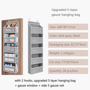 Non-Woven <b>Over</b> the <b>Door</b> Hanging Organizer 5 Tier Storage Bag Mesh Pocket Shelf for Closet Bathroom Bedroom Nursery - Product Image 4