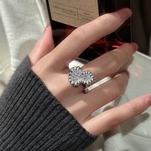 S925 Pure Silver Car Flower Gourd Ring New Chinese Style Inlay Niche Design Light Luxury <b>Simple</b> Cut Surface Fulu Ring <b>Jewelry</b> - Product Image 3