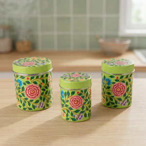 ชุดภาชนะใส่ชาสเตนเลสสตีลเพ้นท์ลายด้วยมือ - Product Image 1