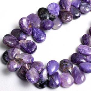 Perles naturelles en forme de poire Charoite de qualité AAA perles de pierres précieuses à facettes en vrac pour la fabrication de bijoux en gros - Product Image 4