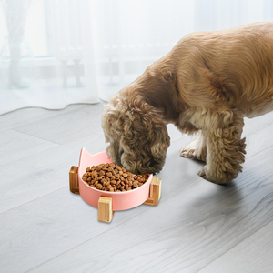 Bol pour animaux de compagnie en céramique à oreilles de chat mignon avec conception <span class=keywords><strong>anti</strong></span>-chute et trop-plein cadre en bois surélevé antidérapant pour l'alimentation des chats et des chiens <span class=keywords><strong>d</strong></span>'intérieur - Product Image 2