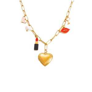 Collier pendentif en forme de rouge à lèvres plaqué or 18 carats, chaîne de clavicule, bijou fantaisie, cadeau pour femme, accessoire de mode - Product Image 5