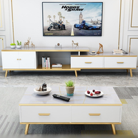 Meuble de salon de style simple, meuble TV moderne de luxe léger en MDF, table basse avec rangement pour téléviseurs de 65 pouces et plus