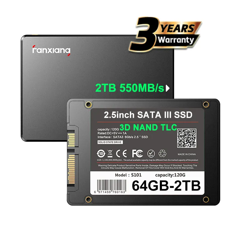 Professional Supplier 3D Nand Internal 64 120 128 240 250 256 480 500 512 960 GB 1 2 TB Sata3 SSD Solid State Disk Hard Drives