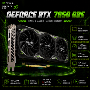 ใช้สำหรับ Radeon 7650 GRE 8GB GDDR6 256Bit RDNA 3 พัดลมคู่ OC 1080P 2K การ์ดจอกราฟิกสำหรับเล่นเกมเดสก์ท็อปประสิทธิภาพสูง - Product Image 1